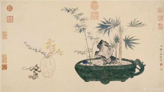 (清)邹一桂 盎春生意图(局部) 纸本设色 纵42.2厘米 横74.5厘米 台北“故宫博物院”藏