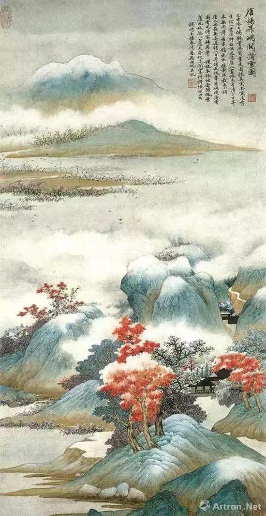 吴湖帆 己丑(1949)年作 《峒关蒲雪图》 镜心95×41厘米