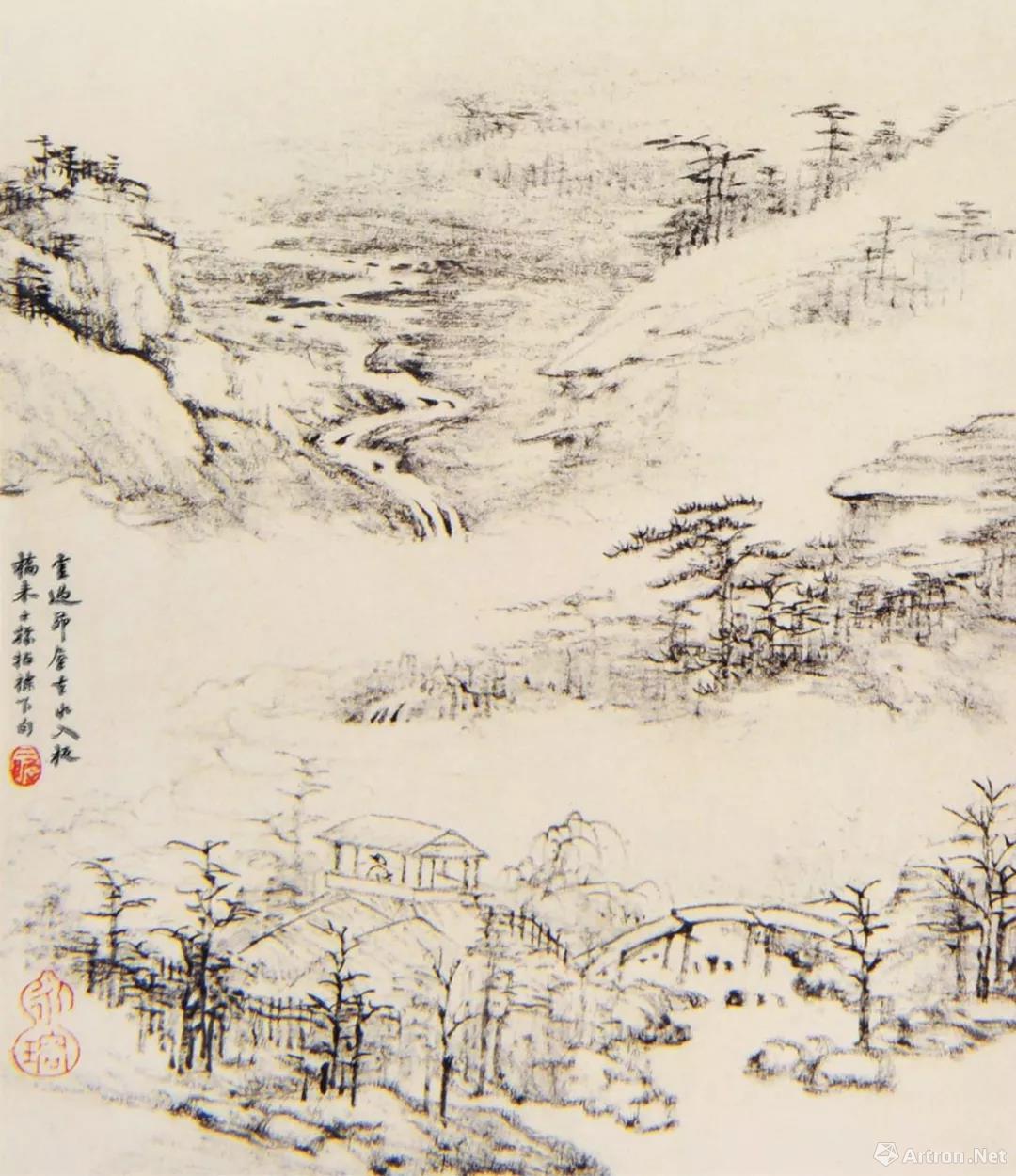 清 查士标 仿古山水册之三
