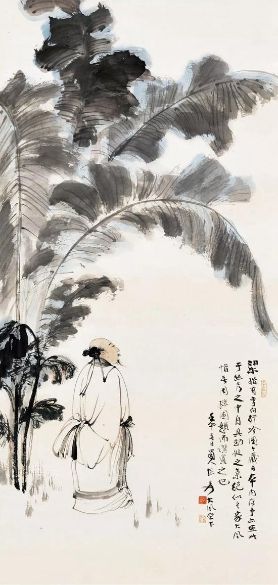Lot 215 张大千(1899-1983) 李白行吟 立轴 设色纸本 壬申(1932年)作