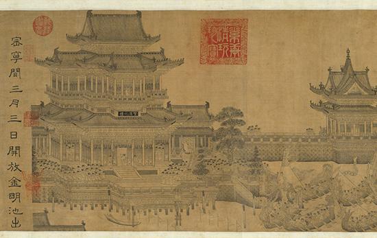 元 王振鹏《龙池竞渡图》局部5