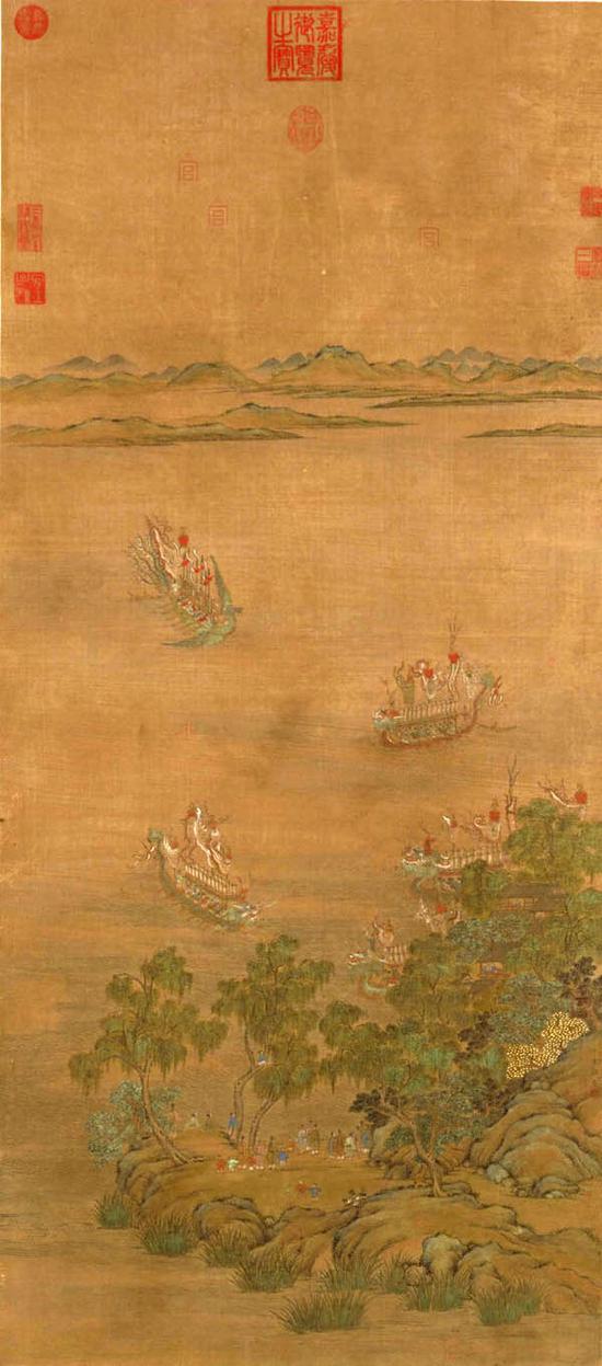 元 郑重《龙舟竞渡图》 台北故宫博物院藏