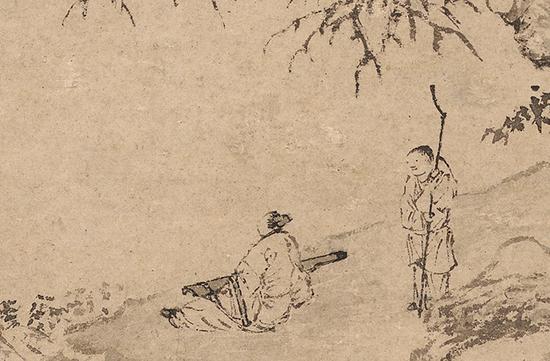 2018西泠春拍 唐寅 临流试琴图(局部)