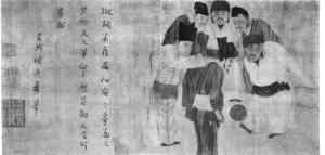 ■元代钱选所绘《临苏汉臣宋太祖蹴鞠图》。