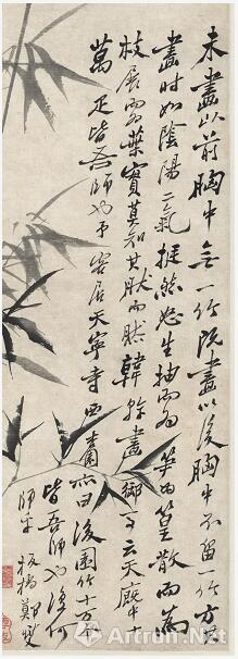 ▲ 清 郑板桥 风竹石图(局部)