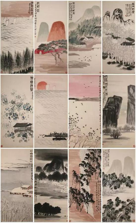 《山水十二条屏 》齐白石 1932年 重庆中国三峡博物馆藏
