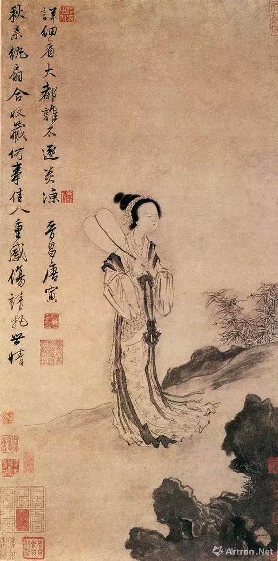 《秋风纨扇图》 纸本水墨 纵77.1厘米 横39.3厘米 上海博物馆藏