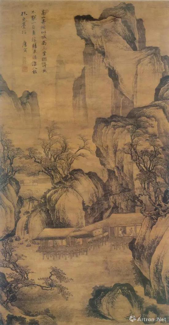 《高山奇树图》 绢本设色 纵122厘米 横65厘米 上海博物馆藏