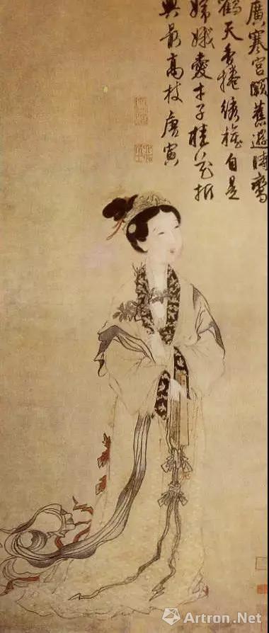 《嫦娥执桂图》 纸本设色,纵135.3厘米,横58.4厘米,美国大都会艺术博物馆藏