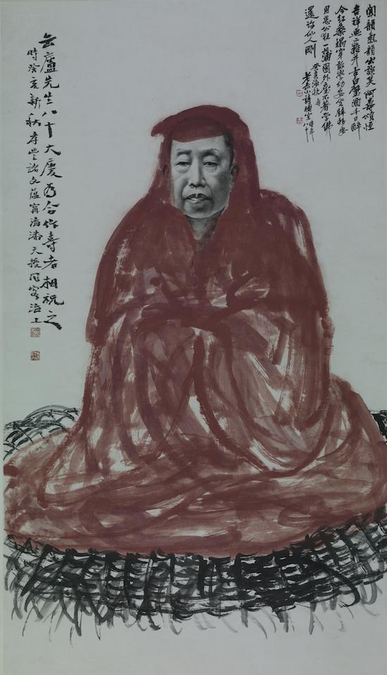 诸闻韵、潘天寿为吴昌硕作八十寿像轴 1923年浙江省博物馆藏