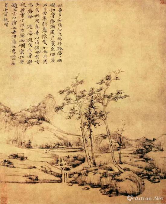 ▲倪瓒 《幽涧寒松图》