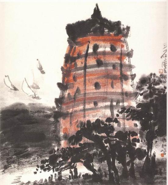 曾宓,《六和塔》,40x35cm,1982年