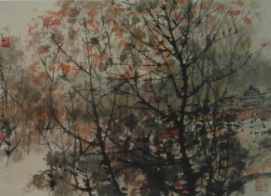 傅抱石,《虎跑深秋》41x55.5cm ,1962年