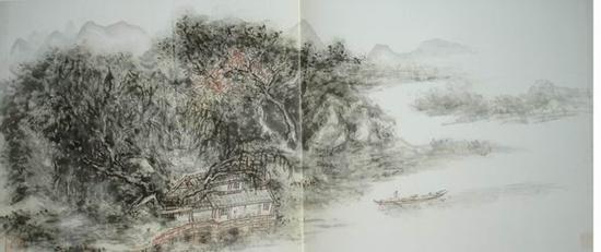 黄宾虹,《山水》,33x75.8cm,浙江博物馆藏