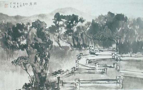 顾坤伯,《三潭印月》,36x56.7cm,1960年