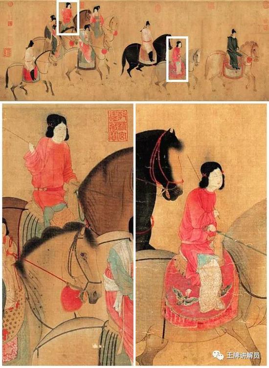 两人的发型属于双髻(髻音既)的一种,双髻是唐代侍女或者未婚女子的常见发型