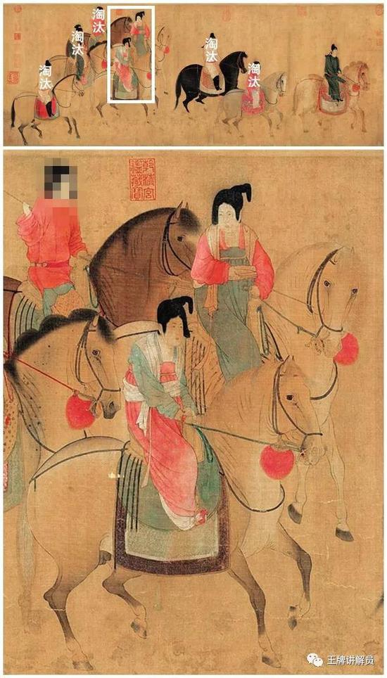 两人梳着颇为招摇的堕马髻,仿佛美人曾经不慎落马,发髻一歪,顿生妖娆:
