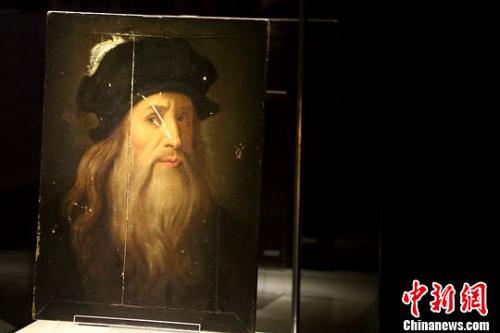 资料图:2013年,达·芬奇《自画像》展出。中新社发 梁犇 摄